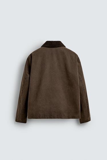 CONTRAST WAXED-EFFECT JACKET - Brown by Zara - Image 7