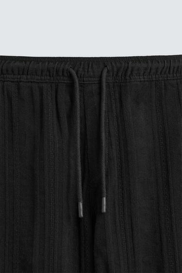 RELAXED FIT TEXTURED TROUSERS - Black by Zara - Image 8