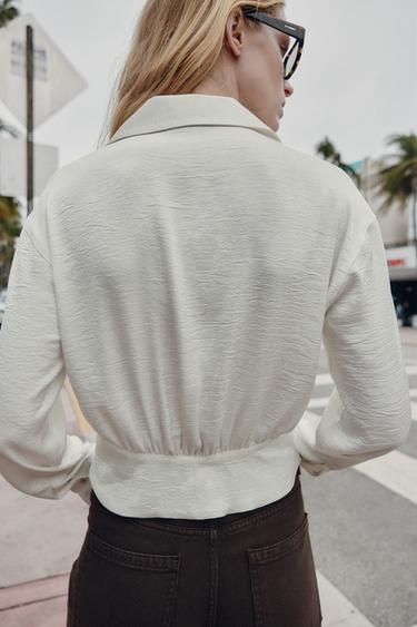 FITTED WAIST SATIN SHIRT - Ecru by Zara - Image 5