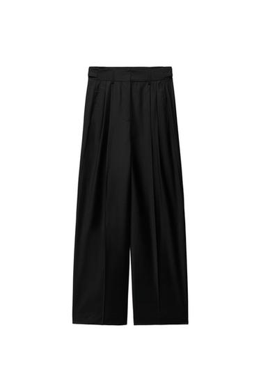 ZW COLLECTION WOOL BLEND MINIMALIST PLEATED PANTS