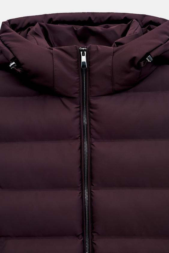 ANORAK MATELASSÉ À CAPUCHE DÉPERLANT ET COUPE-VENT - Aubergine de Zara - Image 7