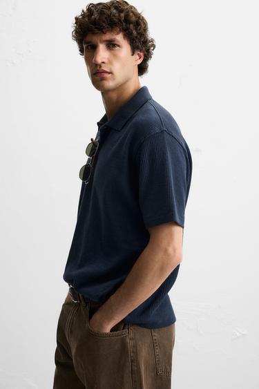 POLO STRUCTURE VERTICALE - Bleu marine de Zara - Image 4