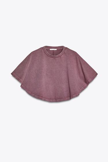 T-SHIRT IN CAPE-OPTIK MIT VERWASCHENEM EFFEKT - Violett von Zara - Bild 0