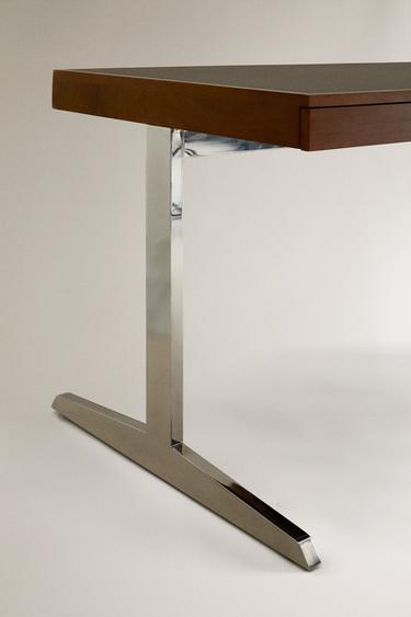 WOODEN DESK WITH METAL LEGS - Brown by Zara - Image 4