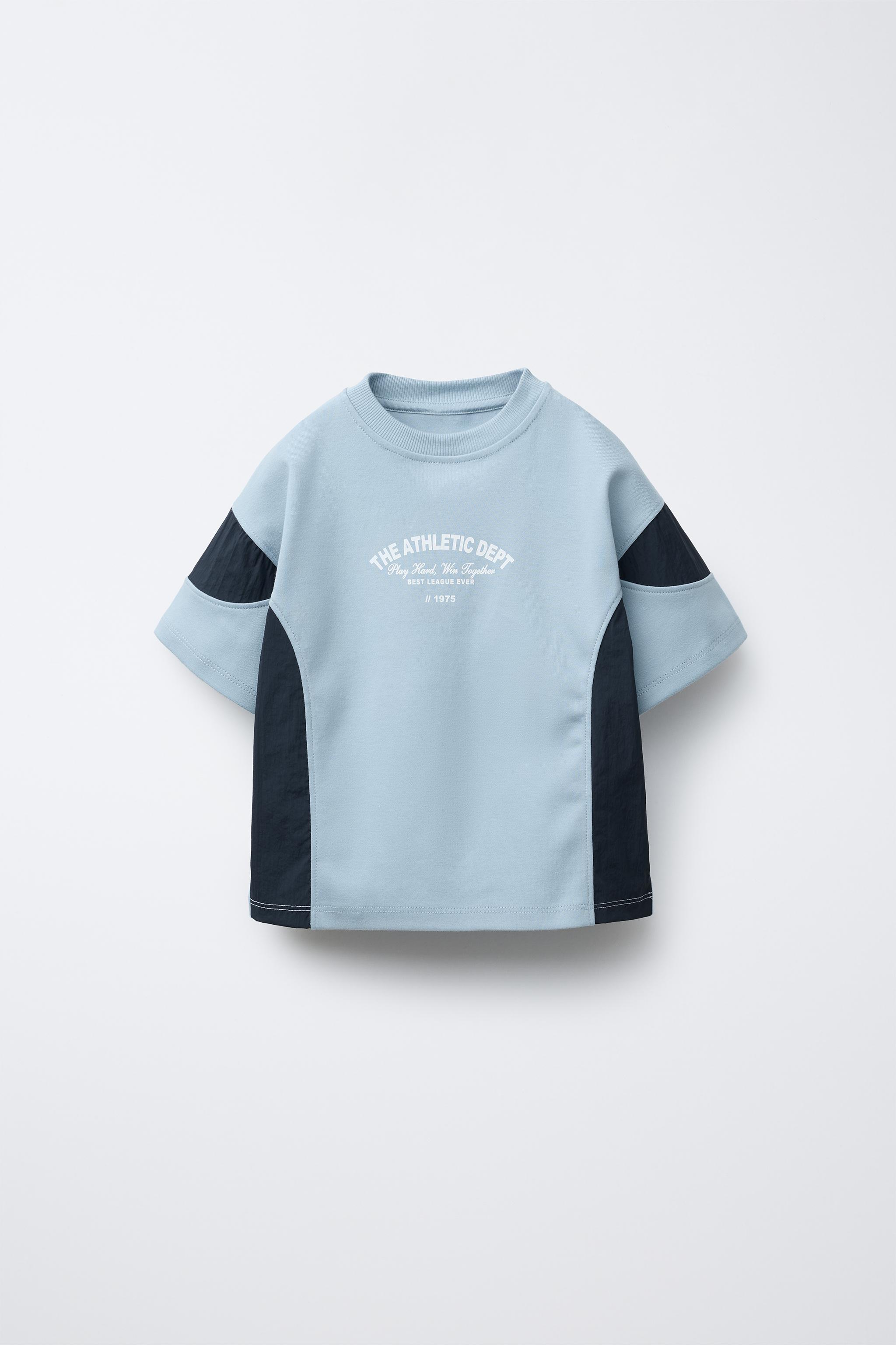 NYLON SLOGAN T-SHIRT - Mid-blue | ZARA Turkey