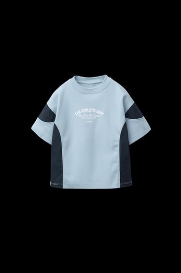 NYLON-T-SHIRT MIT SCHRIFTZUG - Mittelblau von Zara