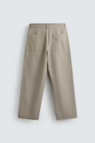 PANTALON RELAXED FIT COTON ET LIN - Vison de Zara - Image 7