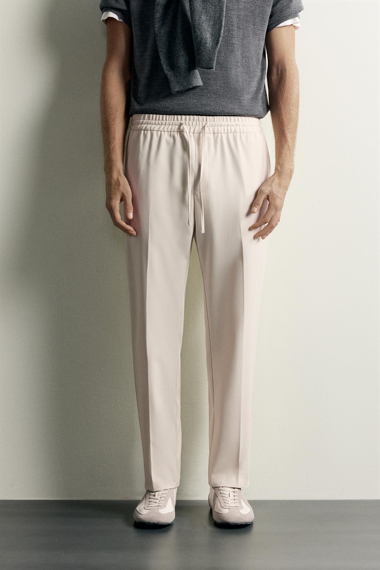 COMFORT JOGGER WAIST PANTS — Mid-ecru