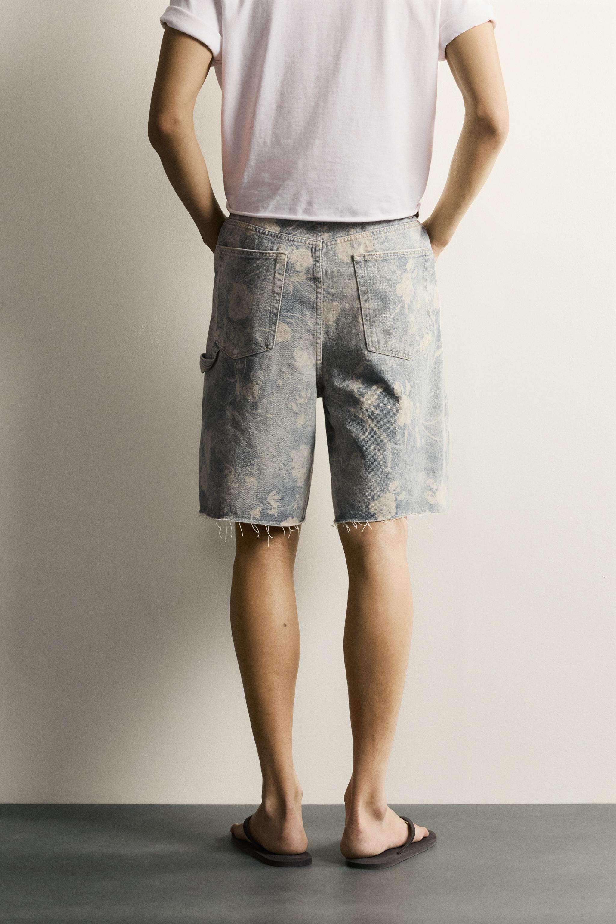 WASHED FLORAL PRINT RELAXED FIT SHORTS