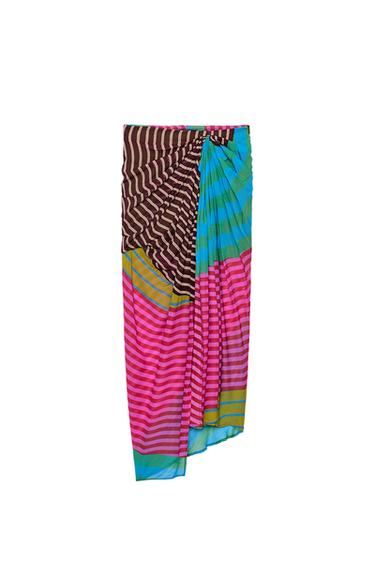 GONNA PAREO DRAPPEGGIATA FANTASIA A RIGHE - Multicolore di Zara