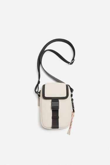 Zara RUBBERIZED CROSSBODY BAG - Bone White