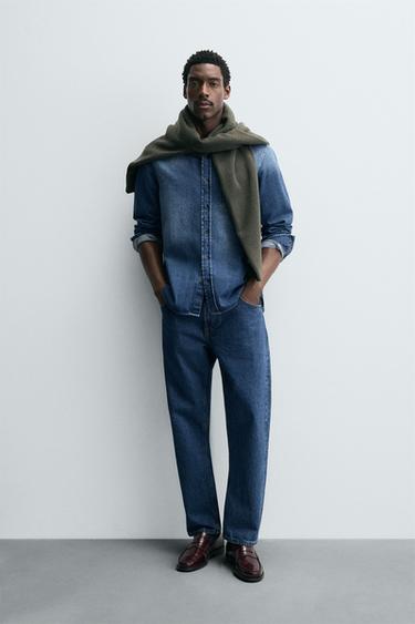 WASHED DENIM SHIRT - Mid-blue by Zara - Image 0