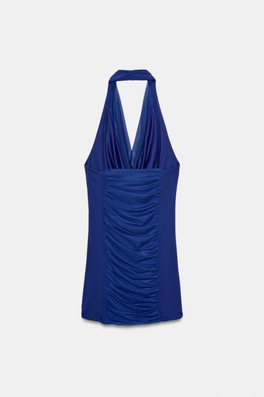 CONTRAST TULLE HALTER DRESS - Ink blue by Zara - Image 4