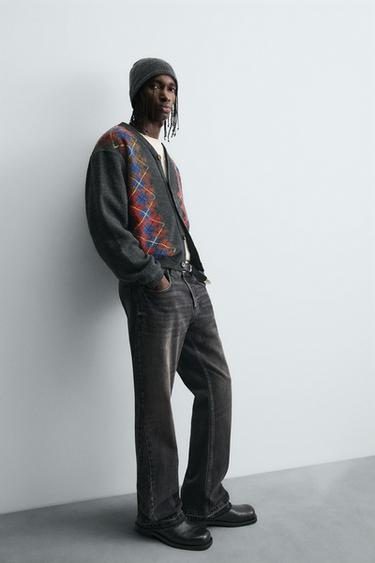 ARGYLE JACQUARD CARDIGAN - Anthracite Grey by Zara - Image 7