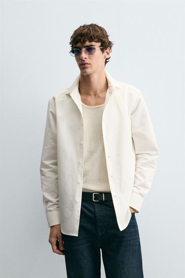 CAMISA ESTRUCTURA ALGODÓN - LINO - Crudo de Zara