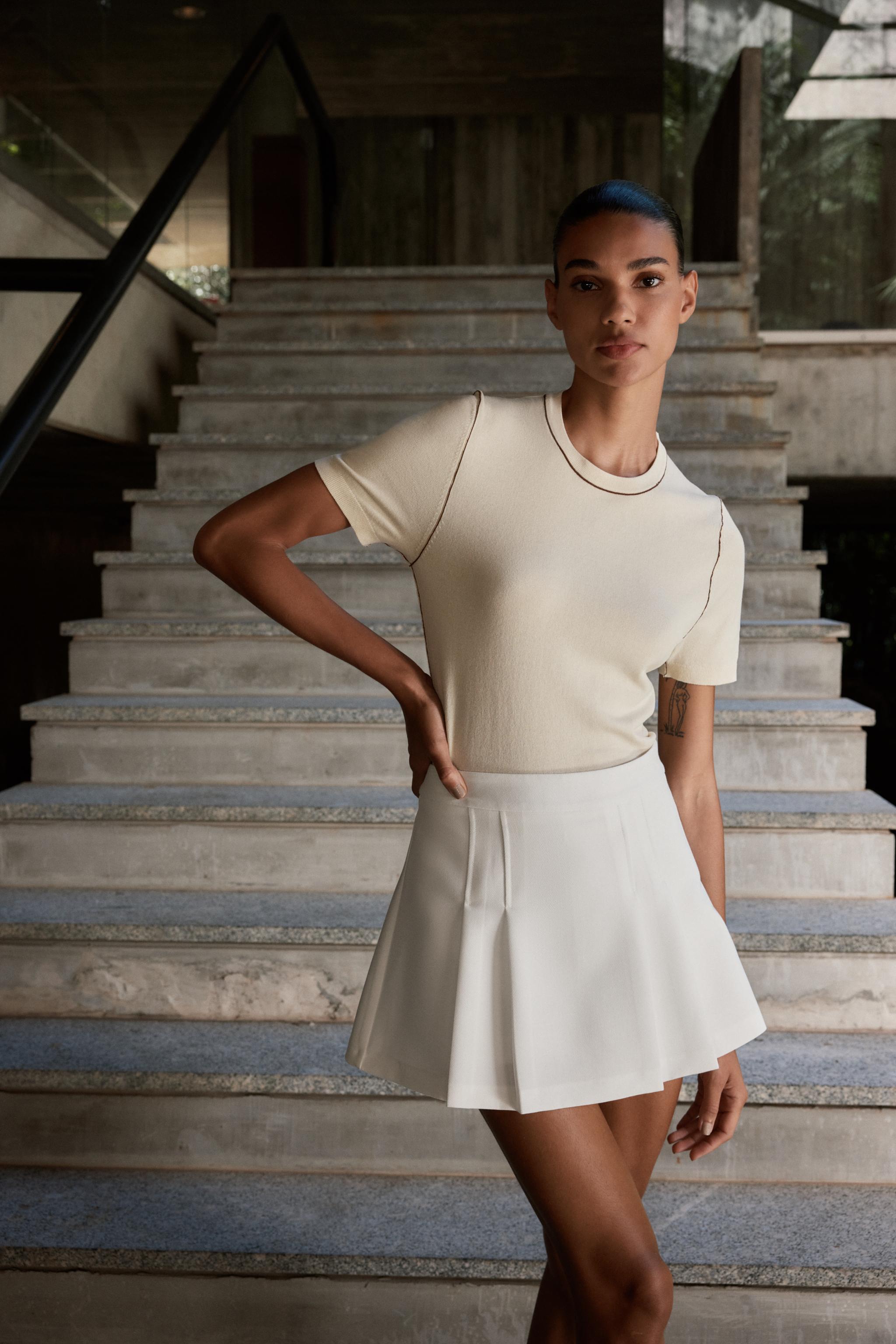 PLEATED SPLIT SKIRT - Black | ZARA Canada