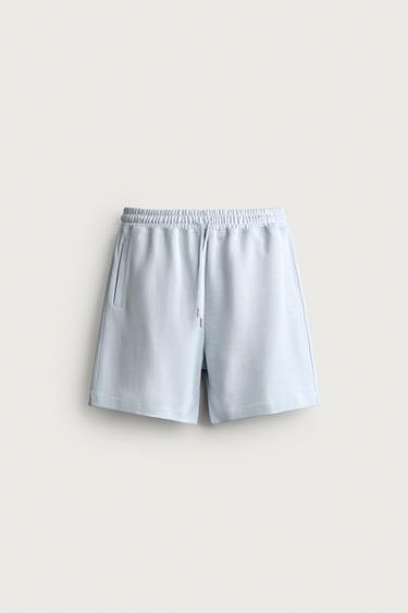 SHORT DE SURVÊTEMENT INTERLOCK COUPE RELAXED - Bleu ciel de Zara