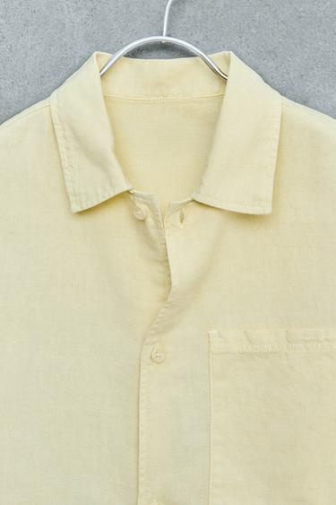 STORIESZ - GARMENT DYE LINEN AND COTTON SHIRT - Yellow by Zara - Image 2