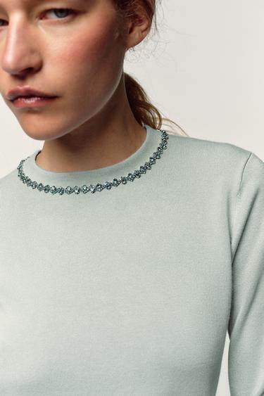 JEWEL KNIT SWEATER - Aquamarine by Zara - Image 2