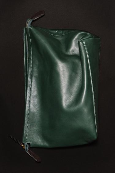 LEATHER TRAVEL WASH BAG - Green by Zara - Image 4