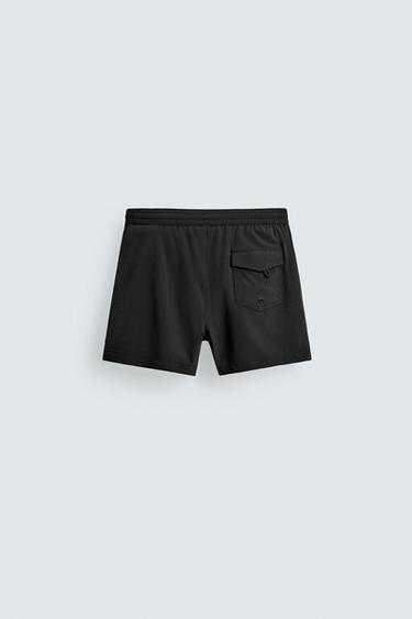 SHORT STRUCTURED SWIMMING TRUNKS - Black by Zara - Image 7