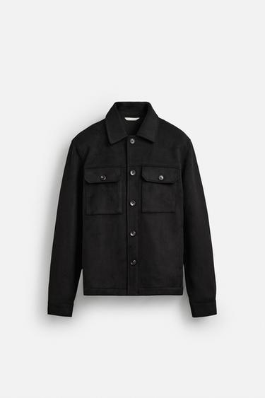 FAUX SUEDE OVERSHIRT - Black by Zara