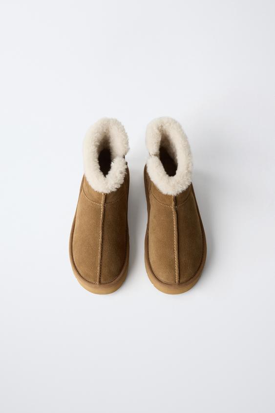 BOTTINES EN CUIR DOUBLÉES - Marron de Zara - Image 4