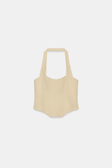 TOP CORSETERO HALTER - Beige de Zara - Imagen 0