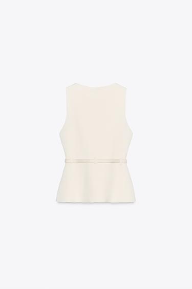 TOP EN MAILLE CEINTURE - Écru de Zara - Image 7