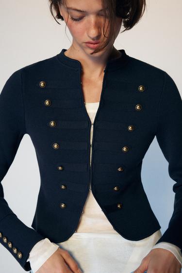 BUTTONED KNIT CARDIGAN - Navy blue by Zara