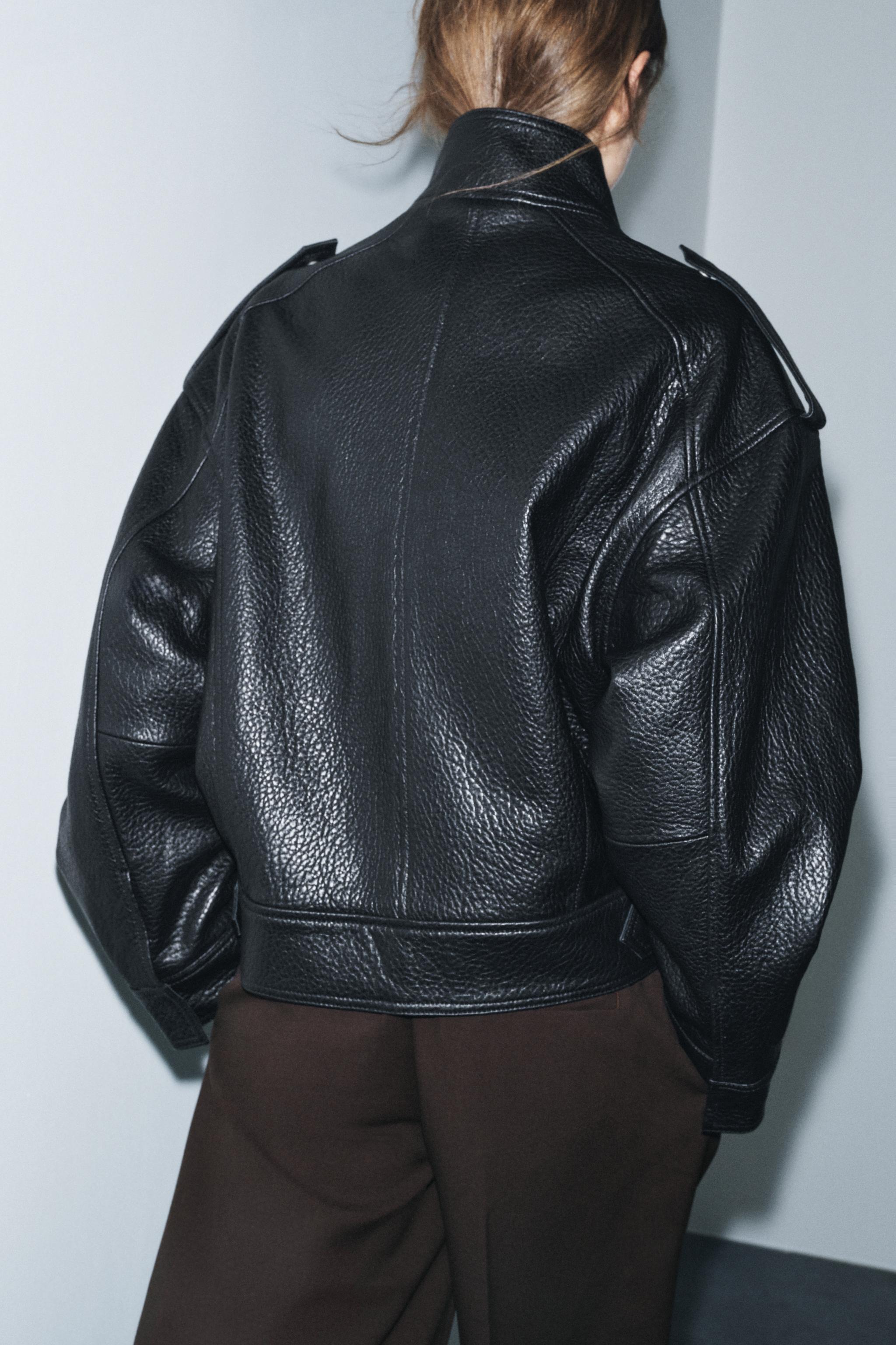 LEATHER BOMBER JACKET ZW COLLECTION LIMITED EDITION - Black | ZARA