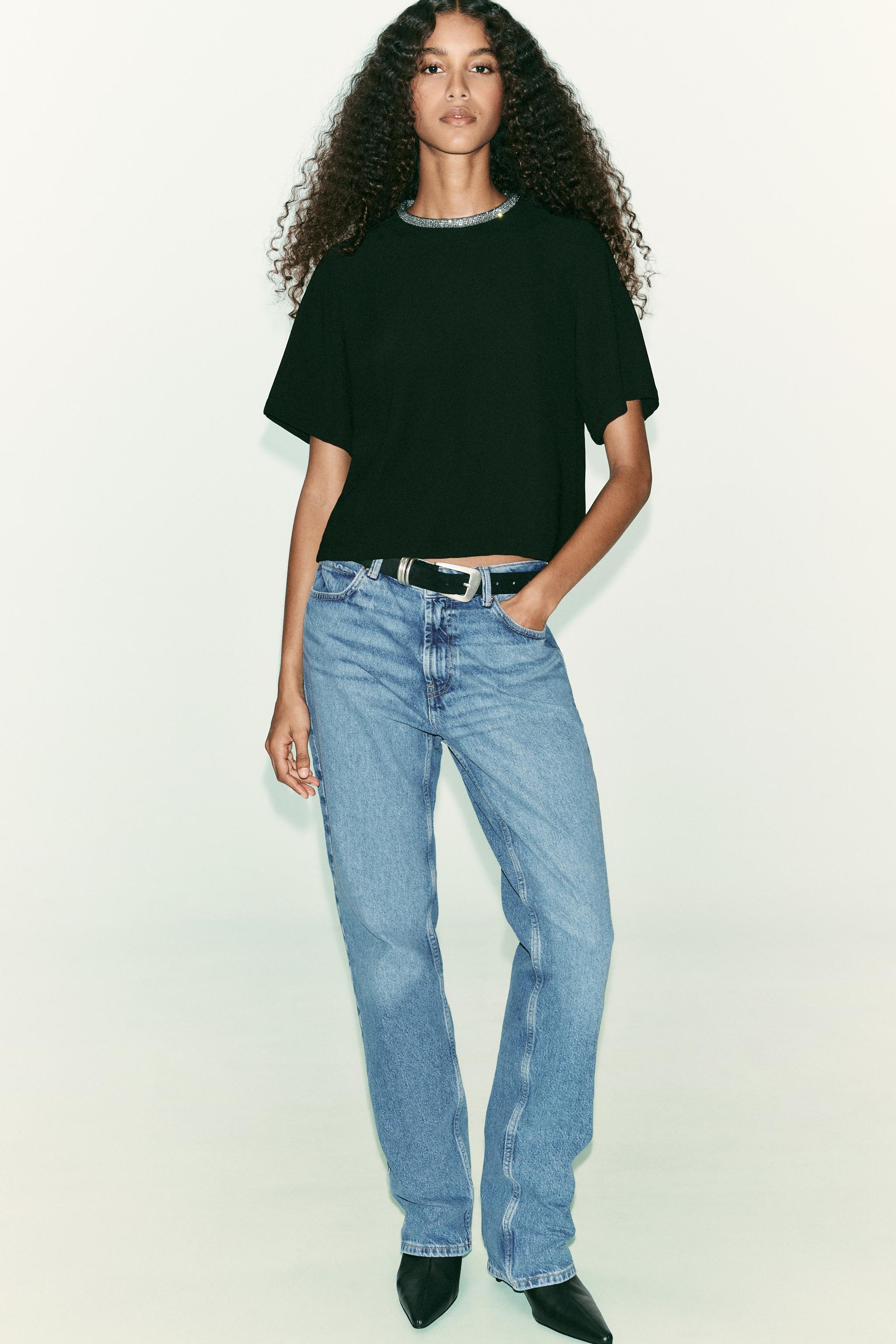 GLITTER NECK TOP - Black | ZARA United States