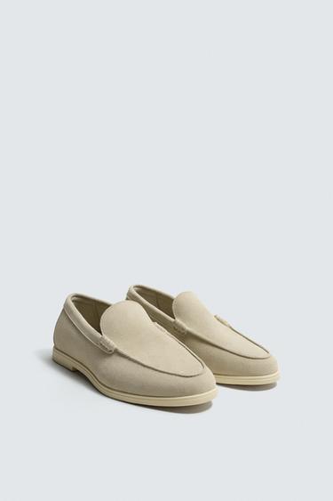 Zara CASUAL LEATHER LOAFERS - Off White