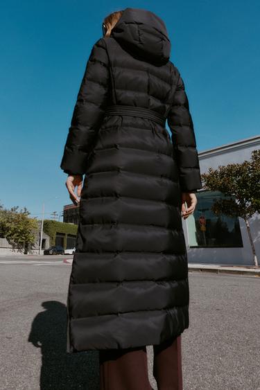 DOUDOUNE À CAPUCHE ET CEINTURE DÉPERLANTE COUPE-VENT - Noir de Zara - Image 3