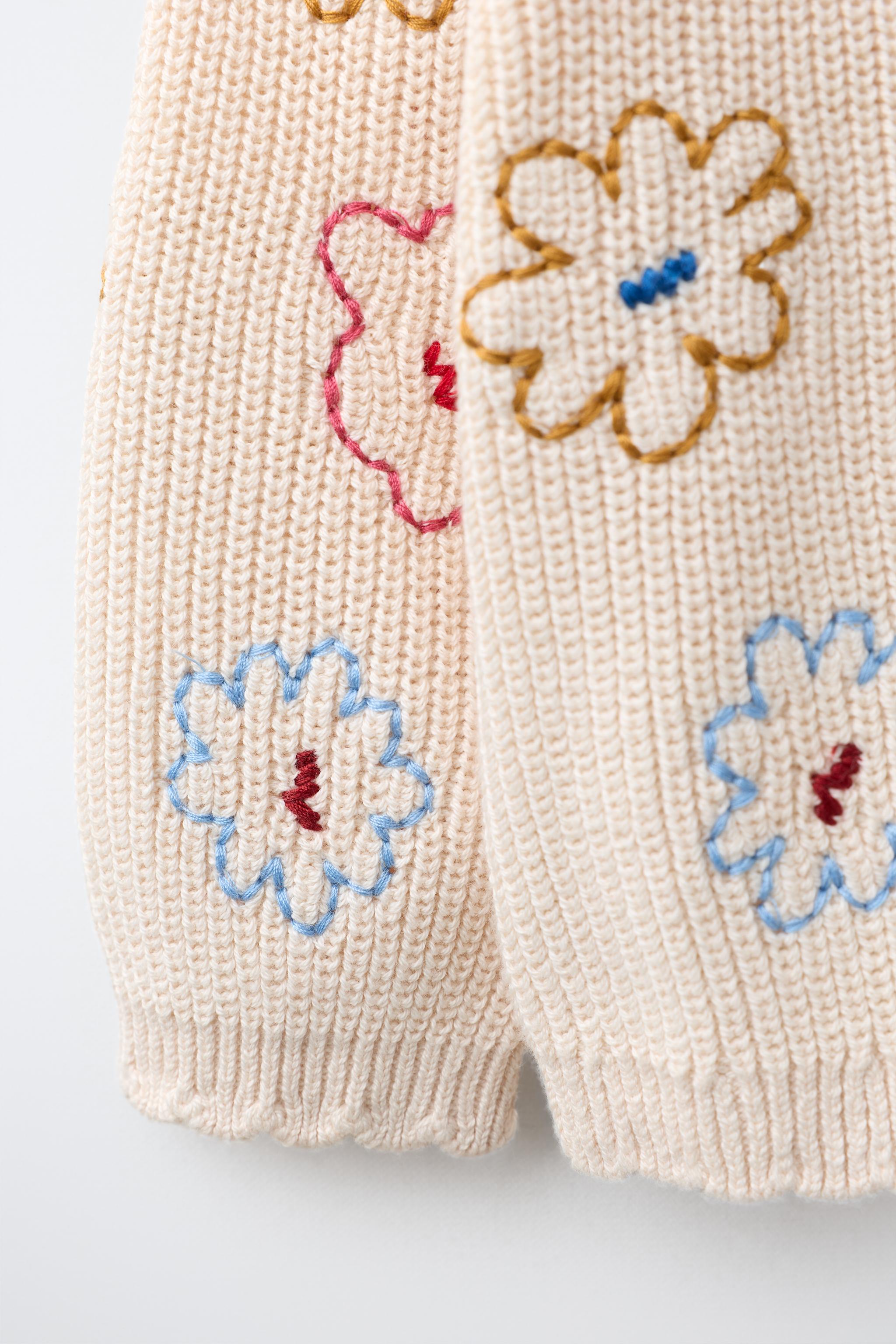 Детские свитеры Zara 100% COTTON EMBROIDERED FLORAL JUMPER — фото 3