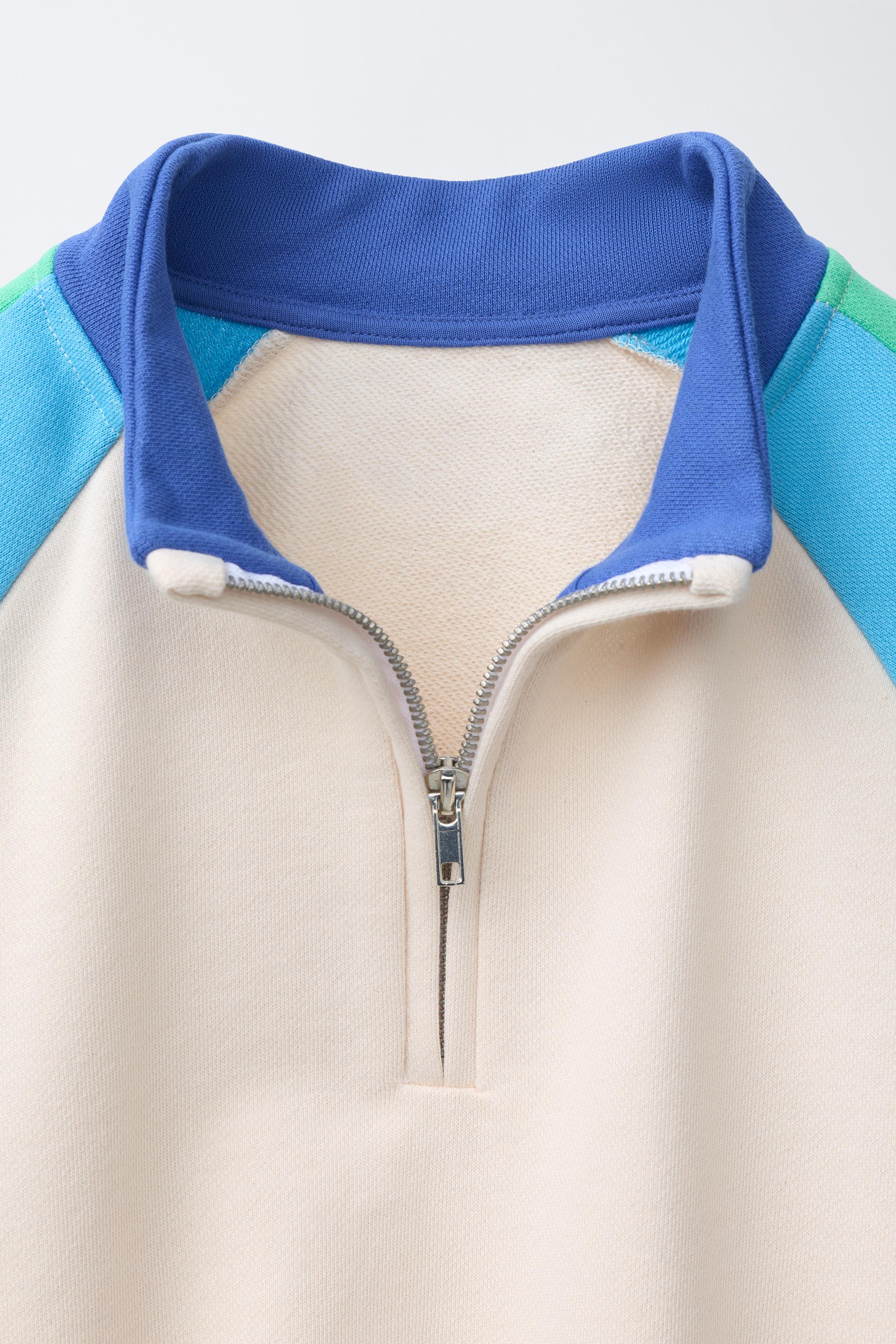 COLOUR BLOCK SWEATSHIRT - Green / Ecru | ZARA United Kingdom