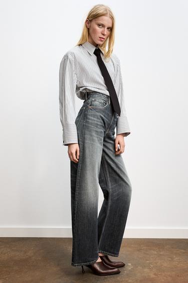 JEANS TRF EXTRA WIDE LEG TIRO ALTO - Marino de Zara