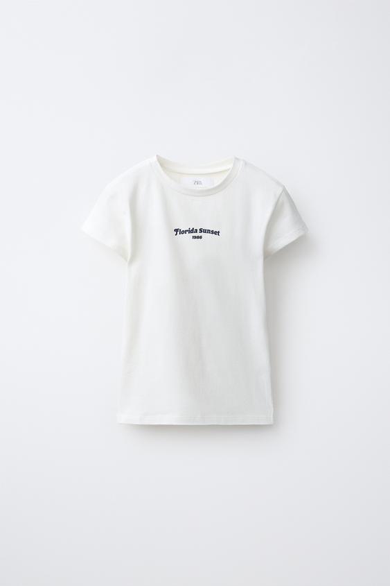 CAMISETA ESTAMPADO TEXTO - Blanco roto de Zara - Imagen 0
