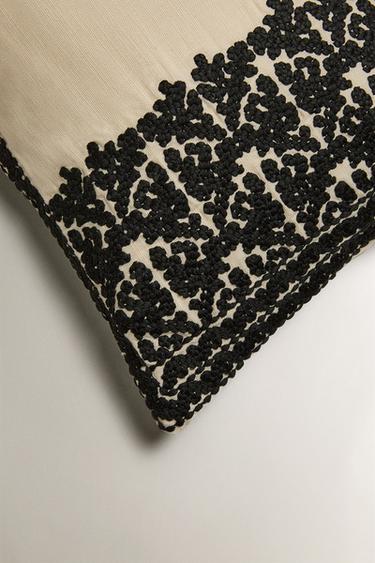 EMBROIDERED CUSHION COVER - Ecru by Zara - Image 1