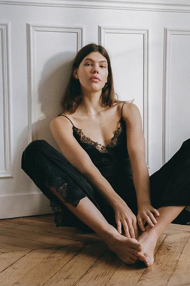 SATIN LACE TROUSERS - Black by Zara - Image 3