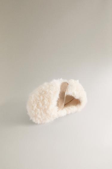 FAUX SHEARLING BALLERINA BOOTIES - Ecru White by Zara - Image 3