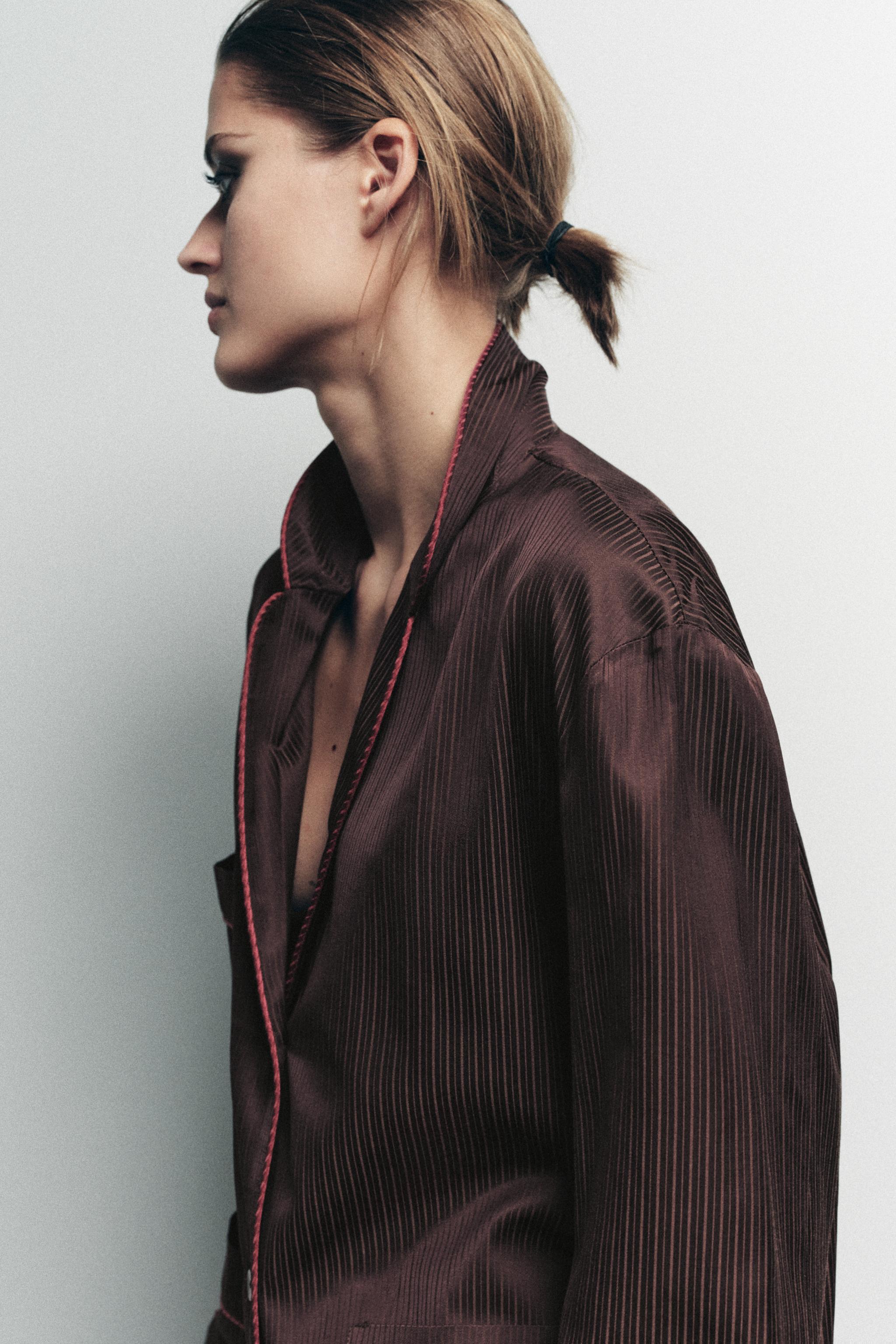 CHEMISE PYJAMA À RAYURES EN CONTRASTE