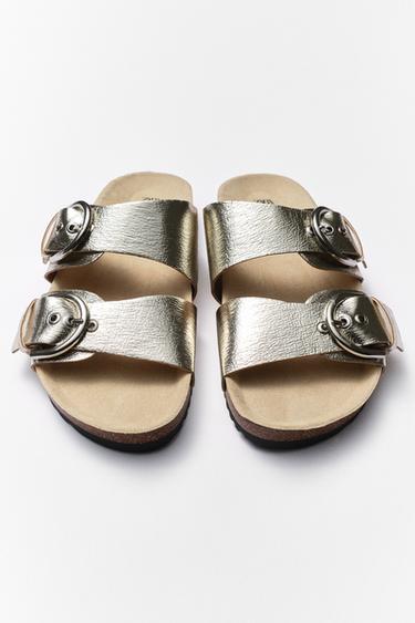 METALLIC BUCKLE SANDALS - Silver by Zara