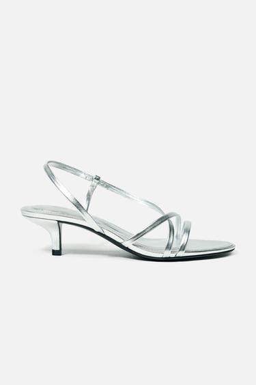 Zara 金屬效果涼鞋 - 銀色