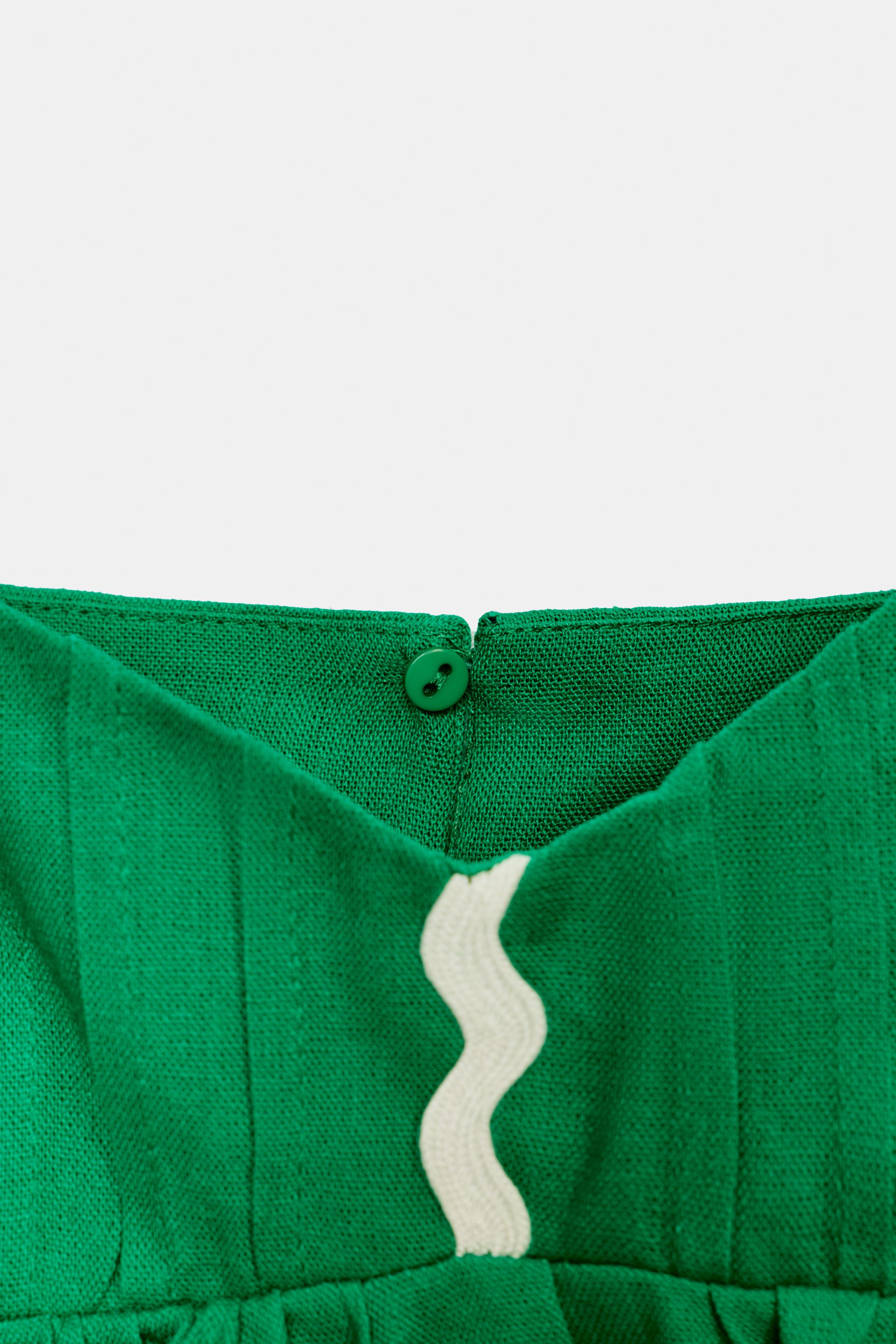 LINEN STRAPPY TOP - Green | ZARA India
