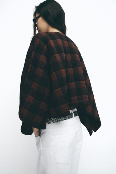 VESTE MATELASSÉE À CARREAUX - Noir / Marron de Zara - Image 3