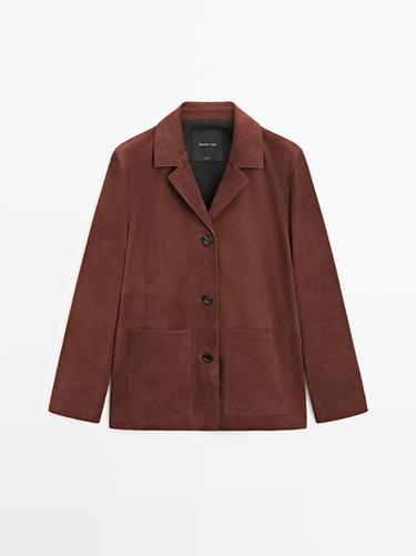 Americana solapa piel nobuck - Burdeos de Zara