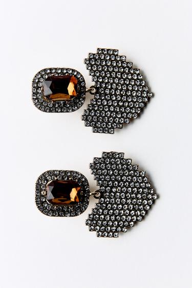 BOUCLES D'OREILLES CŒUR STRASS - Or vieilli de Zara - Image 3
