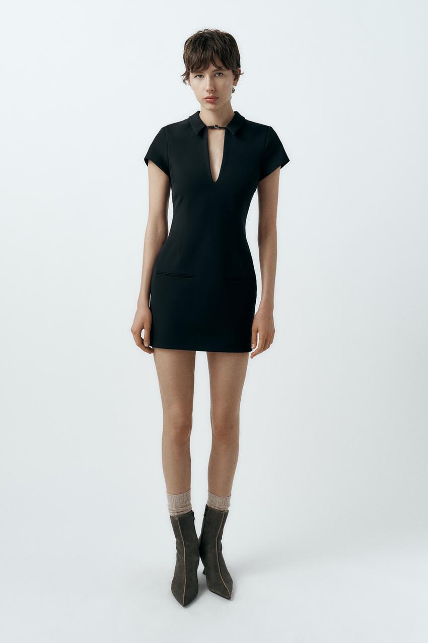 FITTED STRAP DRESS - Black