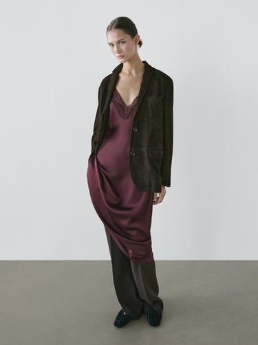 Zara Flowing midi slip dress - white